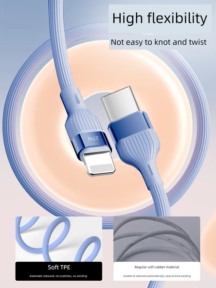 1.2m Mavi USB Hızlı Şarj Data Kablosu (Model 2) - 5
