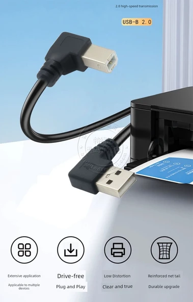 1.5m Yazıcı Data Kablosu - [Üst-A Düz] 2628AWG Çekirdekli + Çift Katmanlı Korumalı - Resim 3