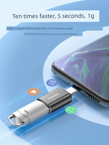 Type-C - Micro USB OTG Adaptör - Mavi - 4