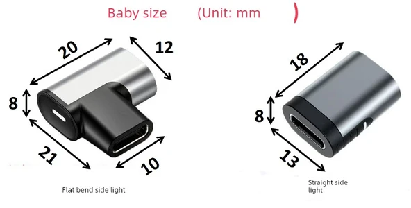 160W Manyetik Type-C Adaptör - Adaptör + Manyetik Başlık, Düz Yan Lambalı - 7