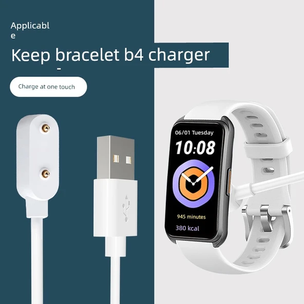 Keep B4/Lite Bileklik Beyaz Şarj Kablosu ve Adaptör Seti - 2