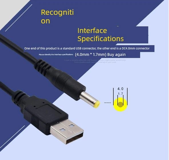 USB Şarj Kablosu - 1 Metre - 4.0mm Yuvarlak Uçlu