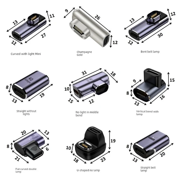 160W Manyetik Type-C Adaptör - Adaptör + Manyetik Başlık, Düz Yan Lambalı - 8