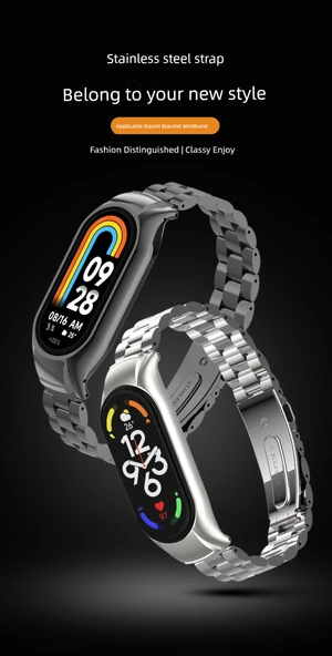 Xiaomi Mi Band 9 Seramik Uyumlu Çelik Kordon - Rose Gold - 5