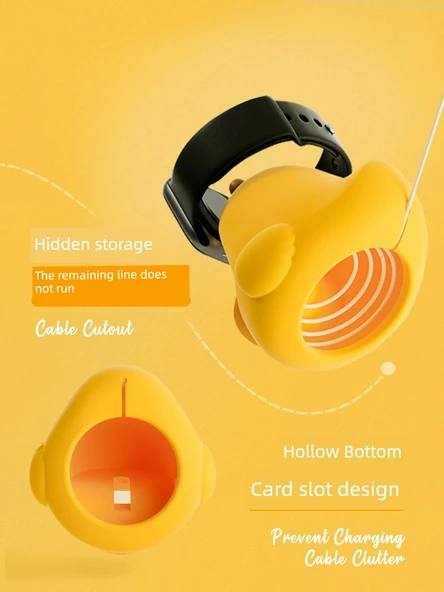 Apple Watch Kablosuz Şarj Standı - Ördek Silikon Taban - Beyaz - 5