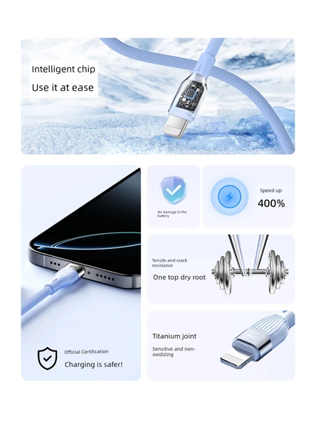 1.2m Mavi USB Hızlı Şarj Data Kablosu (Model 2) - 4