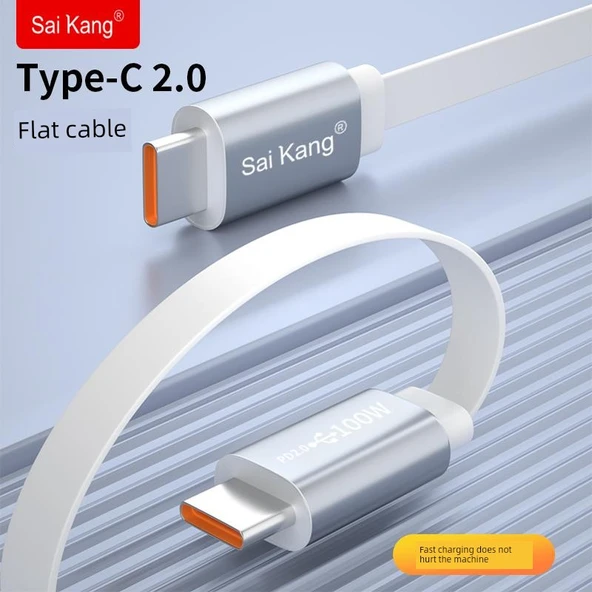 Çift Type-C 2.0 Beyaz Düz Kablo - 1.5 Metre