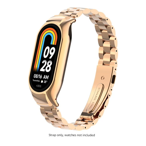 Xiaomi Mi Band 9 Seramik Uyumlu Çelik Kordon - Rose Gold