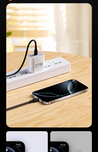 1.2m Beyaz USB Hızlı Şarj Data Kablosu (Model 1) - 11