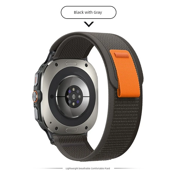 Samsung Galaxy Watch Ultra 47mm Siyah Gri Naylon Örgü Kordon