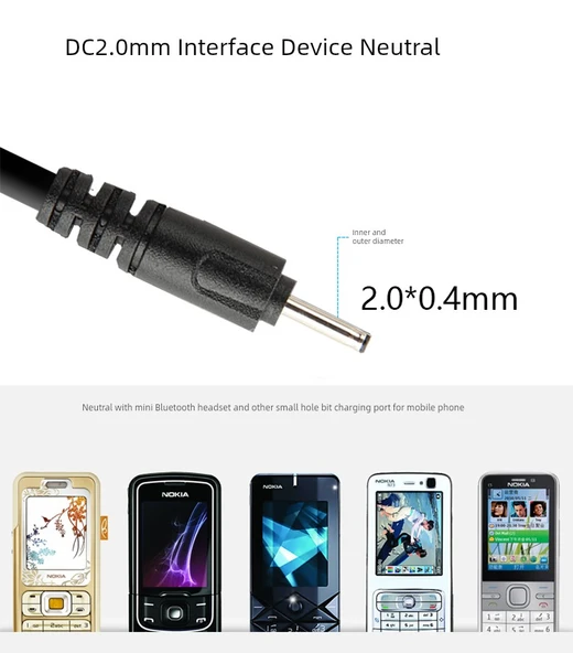 USB Şarj Kablosu - 1 Metre - 2.0mm Yuvarlak Uçlu
