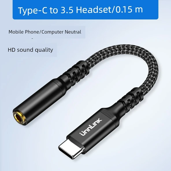 Type-C - 3.5mm Kulaklık Adaptörü - Klasik Siyah Alüminyum Kasa