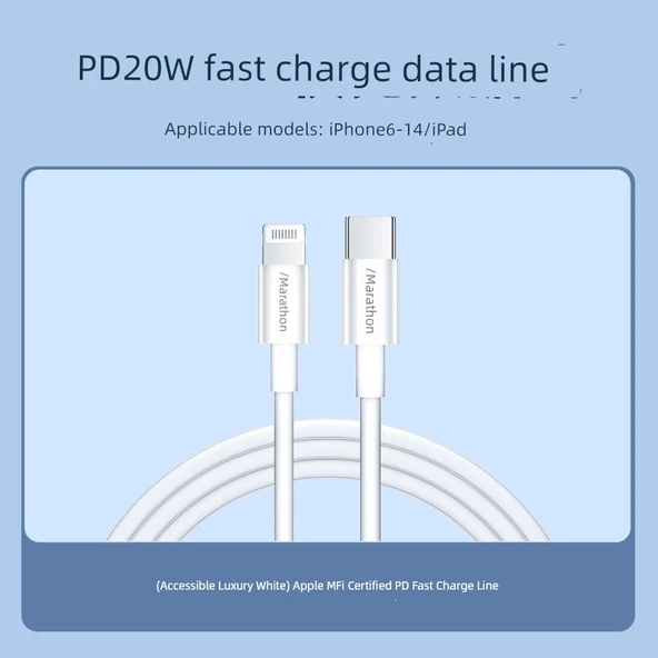 1.2m Apple MFi Sertifikalı PD Hızlı Şarj Lightning Kablosu