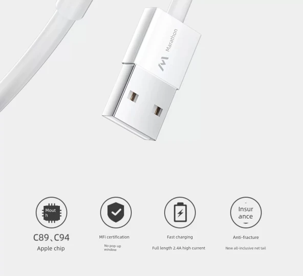 1.8m Apple MFi Sertifikalı PD Hızlı Şarj Lightning Kablosu - 11