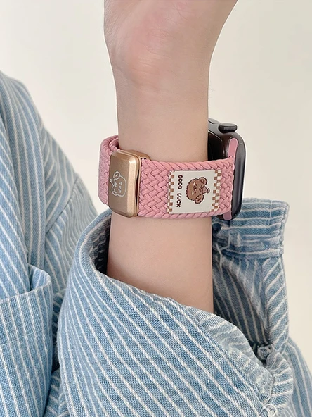 Apple Watch 38mm S3/2/1 Uyumlu Bordo Naylon Örgü Kordon - 6