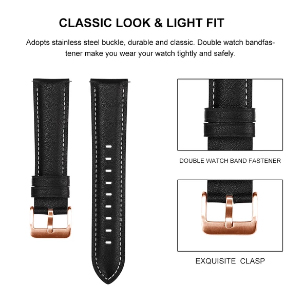 Garmin Venu 2s Siyah Deri Kordon - Rose Gold Tokalı - 7