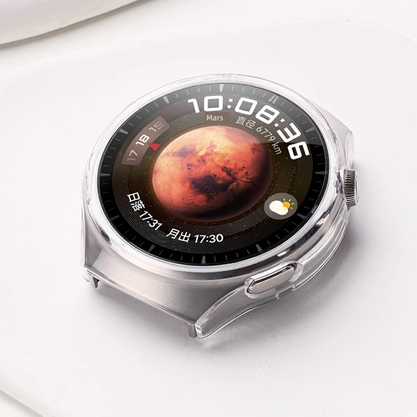 Huawei Watch4 Pro Uyumlu Şeffaf Kesim Su Geçirmez Film Ekran Koruyucu - Mars Titanyum