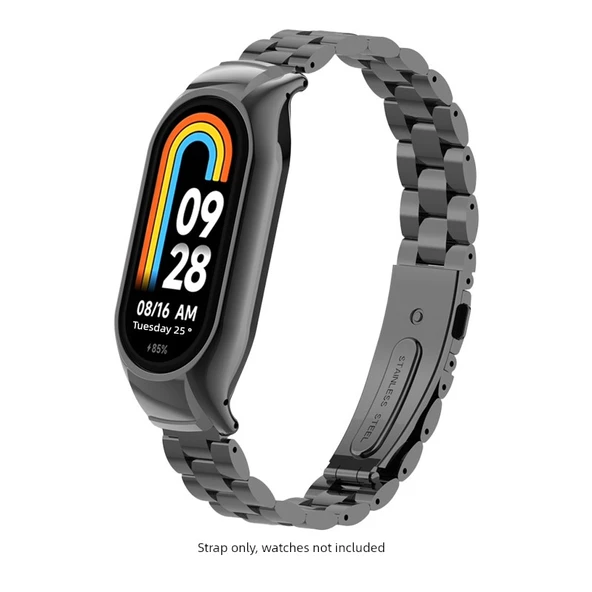 Xiaomi Mi Band 9 Seramik Uyumlu Çelik Kordon - Parlak Siyah