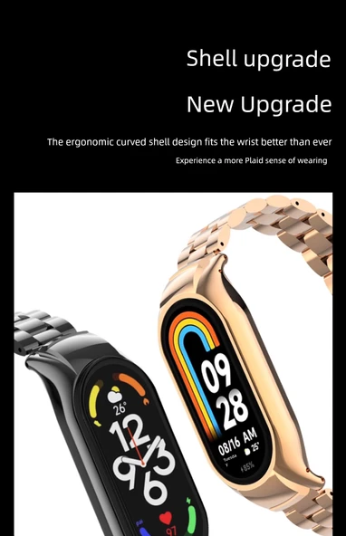 Xiaomi Mi Band 9 Seramik Uyumlu Çelik Kordon - Parlak Siyah - 10