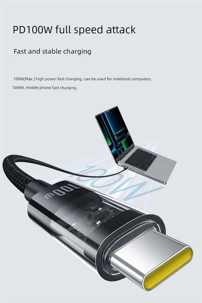 USB-C - Type-C Hızlı Şarj Kablosu 100W - 2m Parlak Beyaz - 10