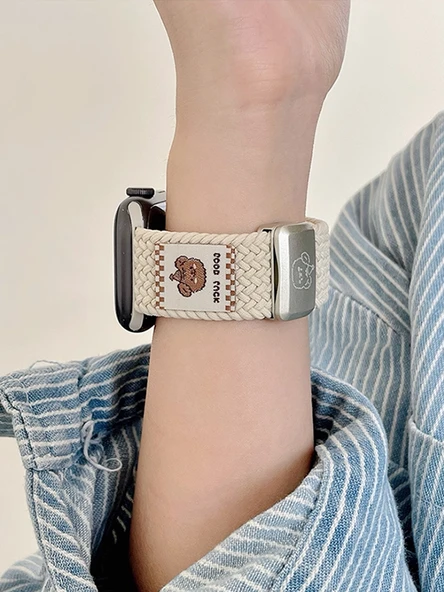 Apple Watch 41mm S9/8/7 Uyumlu Duman Moru Naylon Örgü Kordon - 4
