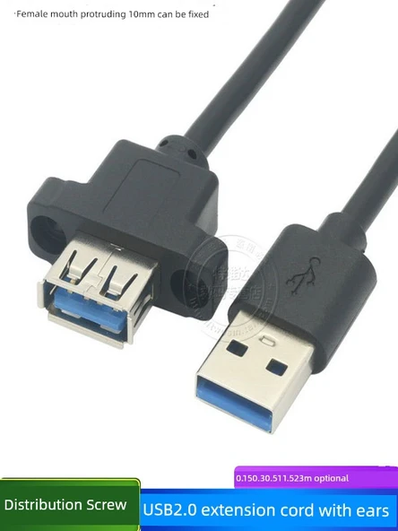 USB 2.0 Erkek - Dişi Uzatma Kablosu - Düz Başlıklı - Konveks 10mm - 3m - 2