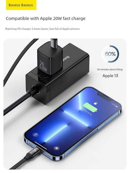 3'ü 1 Arada 100W Hızlı Şarj Kablosu - 1.1m Mor (Type-C, Lightning, Micro USB) - 3