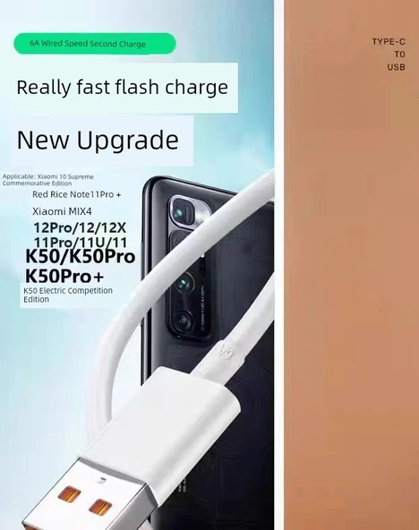 Redmi K50 Serisi 1 Metre + 1.5 Metre Hızlı Şarj Kablosu (2'li Paket) - 6