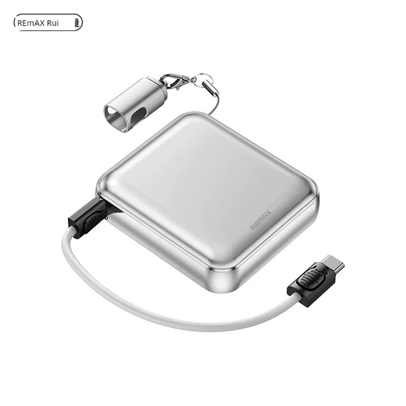 10000mAh Taşınabilir Hızlı Şarj Powerbank - Gümüş - Askılıklı