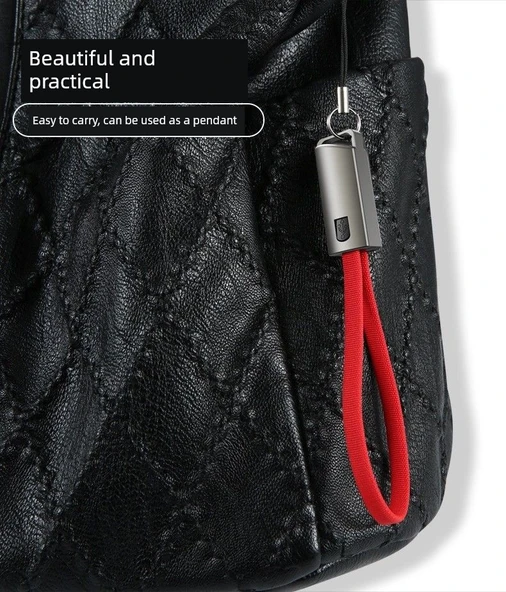 Anahtarlık Tasarımlı Telefon Şarj ve Data Kablosu - 0.2M - USB-C - Siyah - 11