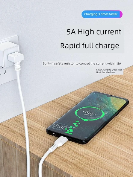 66W USB Type-C Hızlı Şarj Dirsek Kablosu 5A - 1m Siyah Aşağı Bükümlü - 3