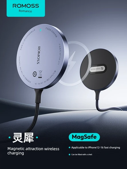 Manyetik Ultra İnce Kablosuz Şarj Aleti ve 45W Çift Portlu Hızlı Şarj Başlığı - 2