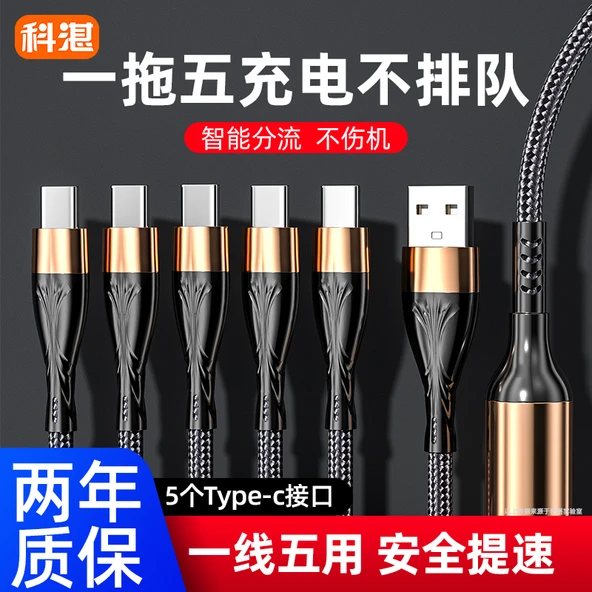 Çinko Alaşımlı Çoklu USB Kablo - 5 Type-C - 1.2m