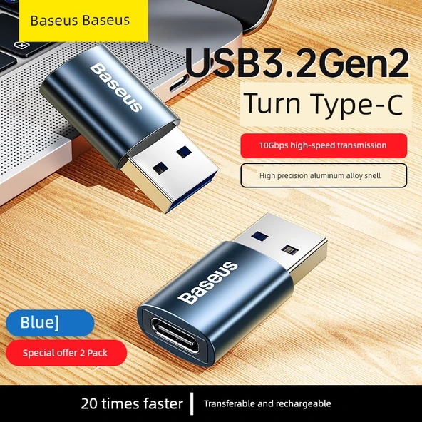 USB - Type-C OTG Adaptör - Mavi - USB 3.2 Gen2 İkili Özel Fırsat