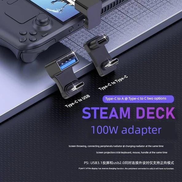 Type-C - USB-A Dişi OTG Adaptör - U Şekilli, 11mm Aralık - 3