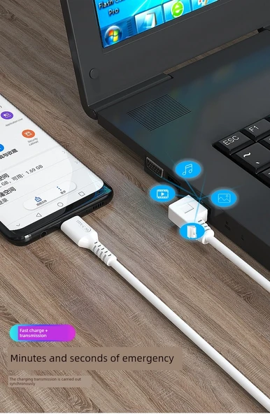 66W USB Type-C Hızlı Şarj Dirsek Kablosu 5A - 1m Siyah Aşağı Bükümlü - 10