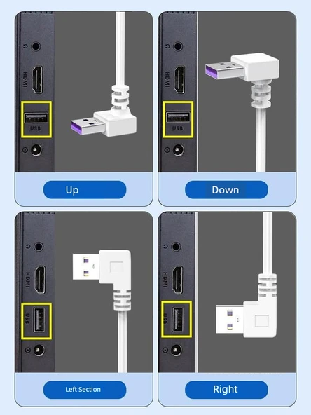 66W USB Type-C Hızlı Şarj Dirsek Kablosu 5A - 1m Siyah Aşağı Bükümlü - 5