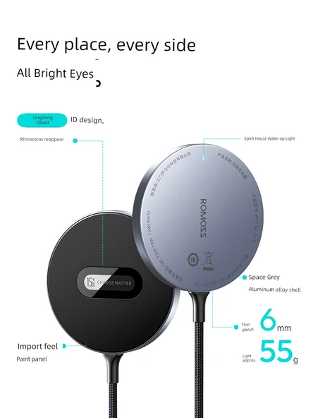 Manyetik Ultra İnce 15W Kablosuz Şarj Aleti - Qi2 Sertifikalı - 6