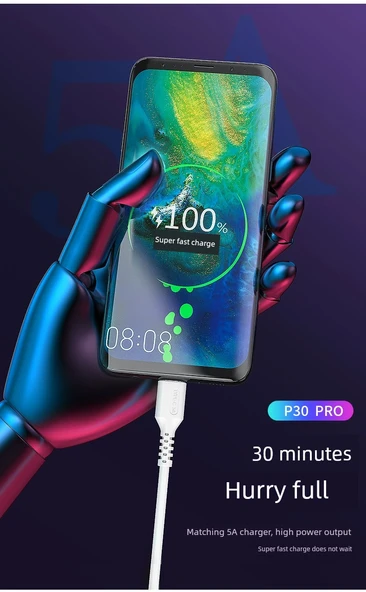 66W USB Type-C Hızlı Şarj Dirsek Kablosu 5A - 1m Siyah Aşağı Bükümlü - 11