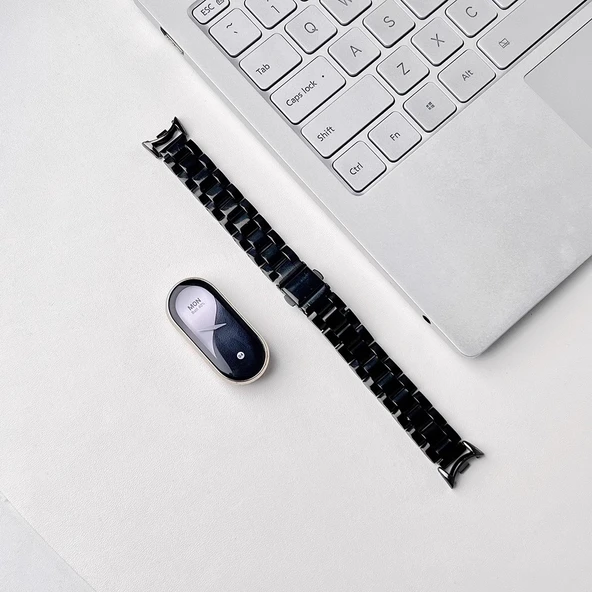 Xiaomi Mi Band 9 Seramik Kordon - Üç Boncuklu Seramik Siyah (Özel Versiyon)