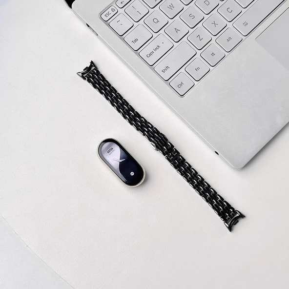 Xiaomi Mi Band 9 Seramik Kordon - Beş Boncuklu Seramik Siyah (Özel Versiyon)