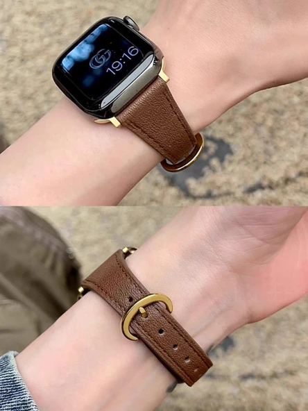 Xiaomi Bracelet 8pro Kahve Kahverengi Deri Kordon ve Ekran Koruyucu Film - 2