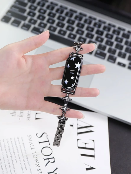 Huawei Bileklik 8/9/10 için Metal Saturn Kordon - Altın - Resim 2