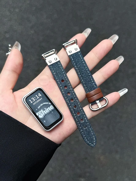 Huawei Bileklik 8/8nfc Denim Kordon - Açık Mavi - Resim 8