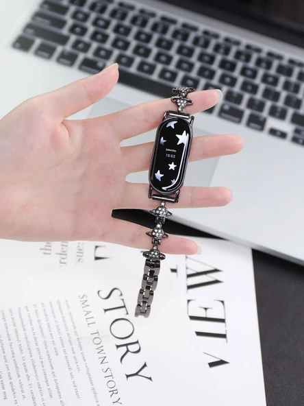 Huawei Bileklik 8/9/10 için Metal Saturn Kordon - Altın - Resim 6