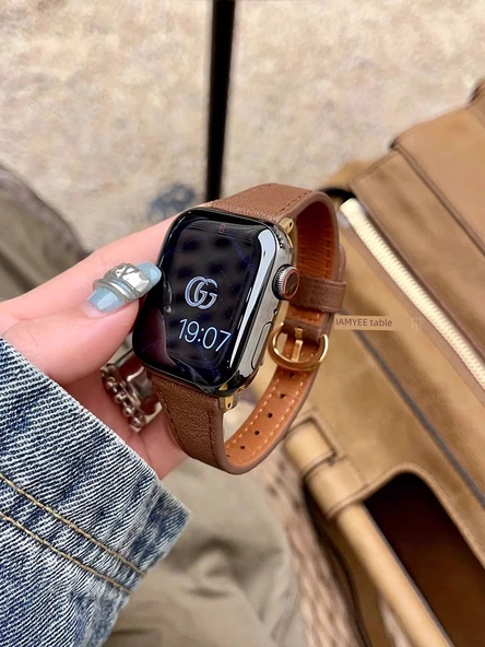 Xiaomi Bracelet 8pro Kahve Kahverengi Deri Kordon ve Ekran Koruyucu Film