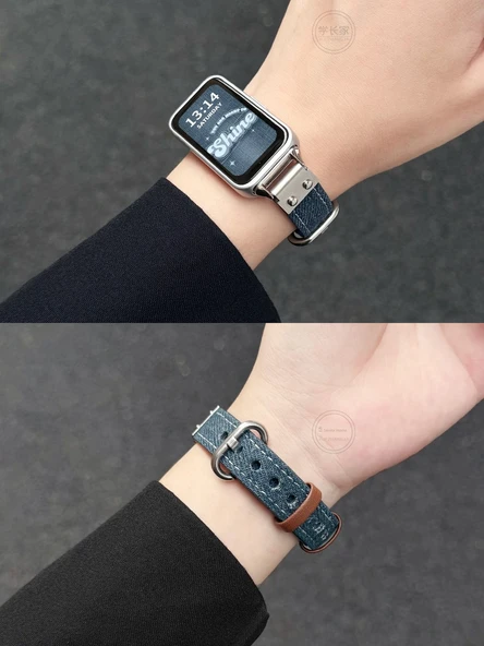 Huawei Bileklik 8/8nfc Denim Kordon - Açık Mavi - Resim 2