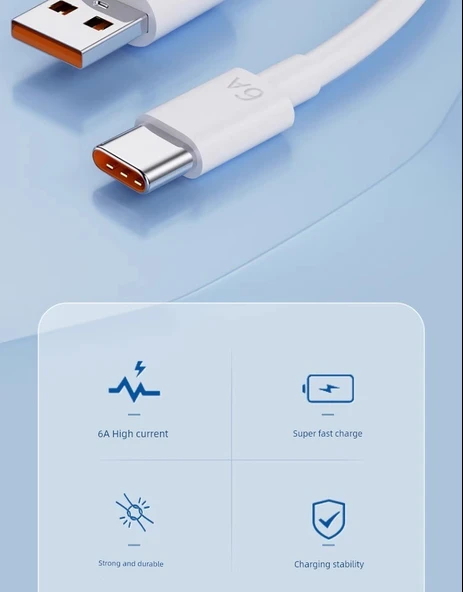 Type-C Hızlı Şarj Data Kablosu 120W 100W 2m - Üç Adet USB-A Arayüzü - 6