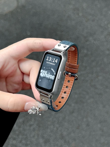 Huawei Bileklik 8/8nfc Denim Kordon - Açık Mavi - Resim 4