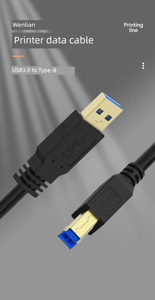 USB 3.0 A'dan B'ye Yazıcı Kablosu - 0.6 Metre - 6